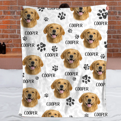 Upload Pet Image Customized Colorful Blanket – Personalized Photo and Name – Gift for Dog/Cat Lovers, Pet Lovers, Dog/Cat Mom/Dad