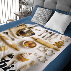 Love Baking Custom Blanket – Personalized Name Blanket – Gift for Baking Enthusiast, Pastry Chef