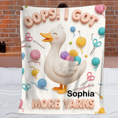 Oops I Got More Yarns Customized Blanket - Personalized Name - Gift For Her, Knitting Enthusiasts