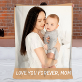 Customized "Mom" Photo Blanket - Personalized Text And Photo - Gift For Mom, Grandma