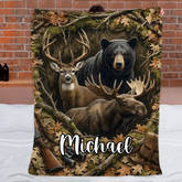 Customized Hunting Blanket - Personalized Name - Gift For Hunting Lovers