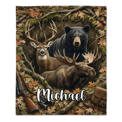 Customized Hunting Blanket - Personalized Name - Gift For Hunting Lovers