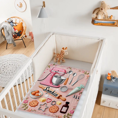 Love Baking Customized Blanket - Personalized Name - Gift For Baking Lovers