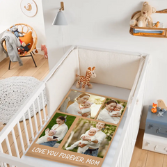 Custom "Mom" Photo Blanket - Personalized Text And Photo - Gift For Mom, Grandma.