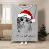 Custom Pet Portrait Sketch Style Christmas Blanket, Photo Customized Personalized Dog Blanket, Cat Photo Blanket (2)