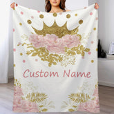 Personalized Name Blanket Baby Blanket with Flower & Crown