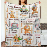 Personalized Woodland Animals Baby Soft Blanket - Birthday Gifts for Baby Kids