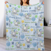 Custom Elephant Monogram Baby Blanket for Boys - Best Gift for Baby