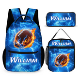 Personalized Flaming Football Lightning Backpack with Custom Name