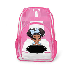 Personalized Cute Cartoon Black Kid Transparent Backpack