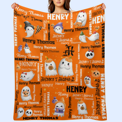 Halloween Cute Ghost Name Custom Blanket - Halloween Gifts