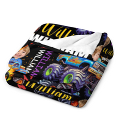 Boys Driving Trucks | Personalized Name and Photo Blankets | Gifts for Kids