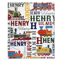 Personalized Train Themed Name Baby blanket
