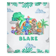 Cute Baby Dinosaur Personalized Custom Blanket - Gifts for Kids