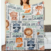 Personalized Woodland Animals Baby Name Blanket - Custom Name Gift