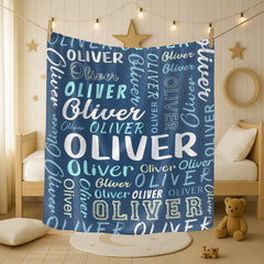 Personalized Name Baby Blanket | Custom Typography Nursery Decor | Unique Baby Gift