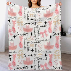 Personalized Ballet Girls Dance Custom Name Blanket