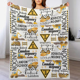 Livraison gratuite✈️Couverture d'excavatrice personnalisée avec nom - clôture de signalisation routière, cadeau pour les enfants