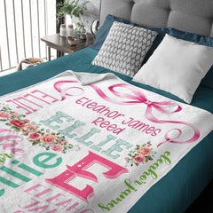 Personalized Custom Name Floral Baby Blanket