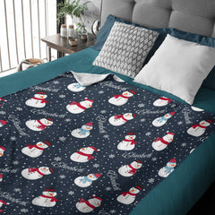 Personalize Christmas Snowman Name Blanket