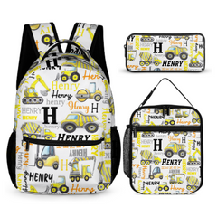 Personalized Name Construction Backpack - Gift For Kids Birthday