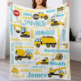 Personalized Toddler Blanket Light Construction Truck Kids Custom Blanket