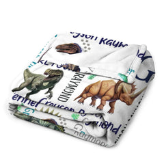 Personalized Dinosaur Blanket - Custom Dinosaur Name Blanket