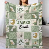 Personalized Green Purple Dinosaur Baby Blanket