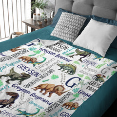 Personalized Dinosaur Blanket - Custom Dinosaur Name Blanket