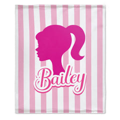 Personalized Name Custom Pink Girl Blanket