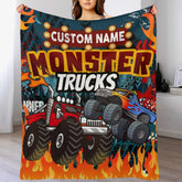 Custom Name Monster Cartoon Truck Kids Blanket