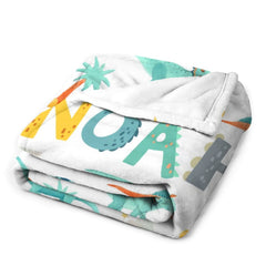 Couverture personnalisée pour bébé avec nom personnalisé – Alphabet imprimé dinosaure
