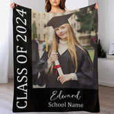 Graduation Blanket 2024 Custom Photo and Name Congratulations Graduation Gift