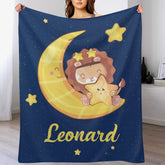 Livraison gratuite✈️Couverture personnalisée pour bébé garçon lune lion