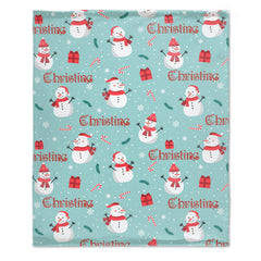 Christmas Snowman Personalized Name Blanket Christmas Gift