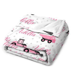 Colorful Construction Trucks Custom Name Baby blanket