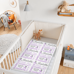 Hearts Name Blanket In Pink And Gray for Baby Girl