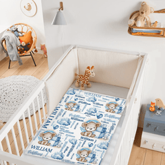 Livraison gratuite✈️Couverture personnalisée avec nom de nuage d'ours bleu et rose