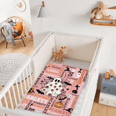Cute Pink Ghost - Halloween Name Custom Personalized Decorative Blanket - Gift for Girls and Boys