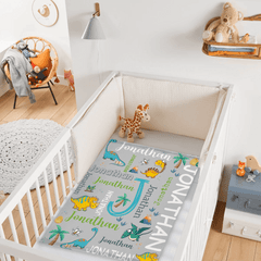 Personalized Watercolor Dinosaur Blanket