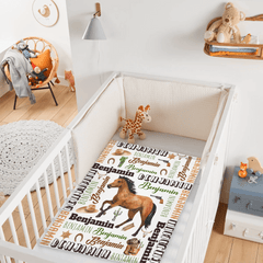 Livraison gratuite✈️Couverture personnalisée en denim cheval marron avec nom personnalisé