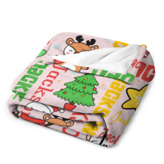 Customized Blankets for Christmas Day - Personalized Name Cartoon Pattern Christmas Blanket - Christmas Gift For Child