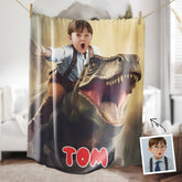Personalized Dinosaur Blanket | Custom Photo & Name | Unique Kids' Gift