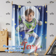 Personalized Space Ranger Blanket | Custom Photo & Name | Unique Kids & Teens Gift