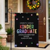 Personalized Kindergarten Graduation Garden Flag | Custom Name, School & Year | Colorful Celebration Gift