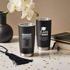 Personalized Graduation Tumbler | Funny Nutrition Facts & Inspirational Quote | Class of 2025 Gift