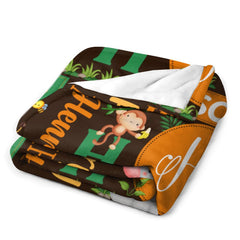Livraison gratuite✈️Couverture personnalisée pour bébé avec nom, couverture pour bébé avec animaux de la jungle et herbe brune