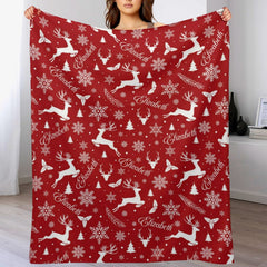 Personalied Christmas Reindeer Prints Name Blanket