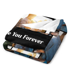 Personalized Photo Text Custom Blanket - For Family Parents Couple
