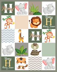 Personalized Custom Baby Blankets With Name For Boys And Girls - Wild Animals